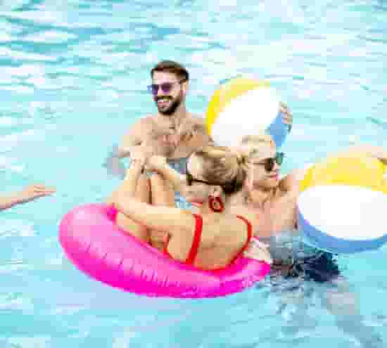 UC Residents hanging out in the community pool